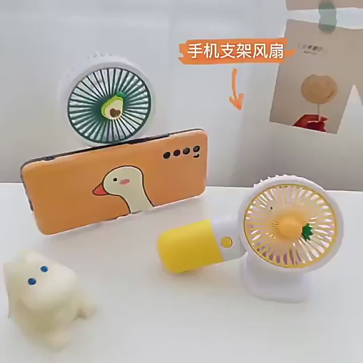 Mini Fruit Portable Fan – 3-Speed Rechargeable Pocket Fan (Type-C)